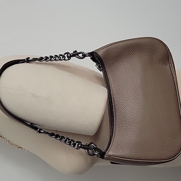 NWOT Coach Brown Pebbled Leather Shoulder Bag With Short Stap Only - Picture 2 of 13